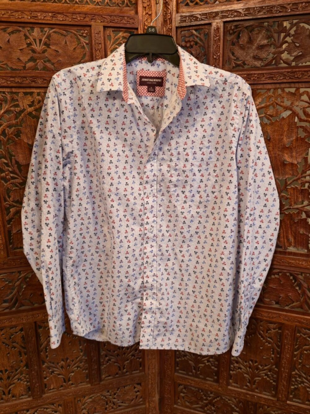 Johnston & Murphy skull and crossbones mens dress shirt size large